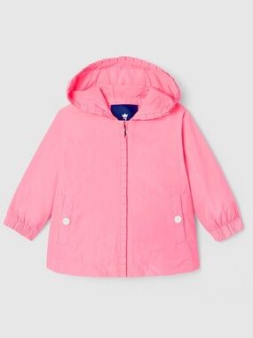 NWOT Jacadi Paris Pink Ruffle Rain & Wind Jacket